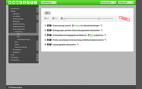 Darstellung eines Arbeitsablaufs in Form einer Checkliste im Effizienz-Lotsen